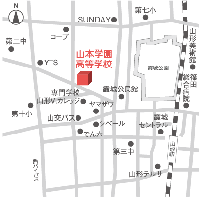 山本学園高等学校の周辺地図